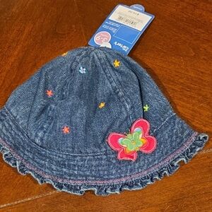 (J59) Carter's Denim Hat with Colorful Butterfly Sz 3-9 m